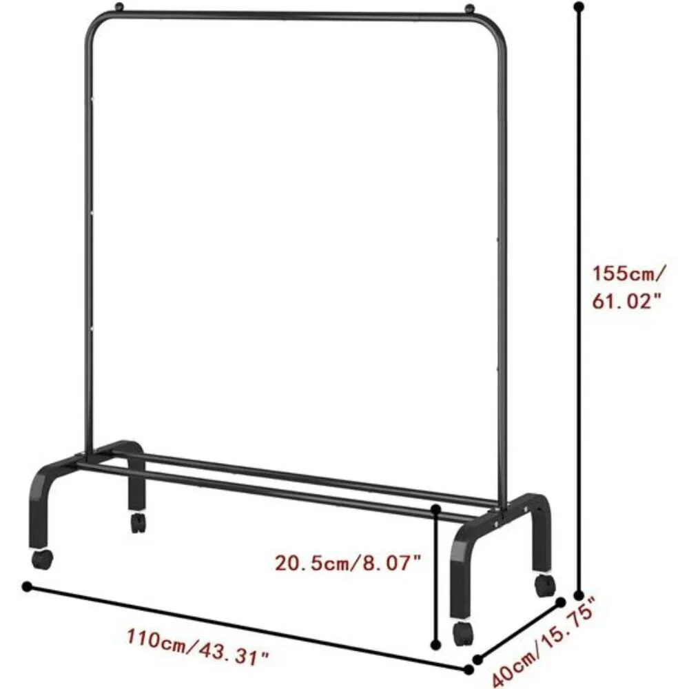 Rolling Clothes Rack Metal Garment Rack with Wheels Shelf for Hanging Clothes